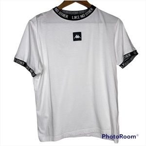Kappa black and white spell out like no other ringer t M